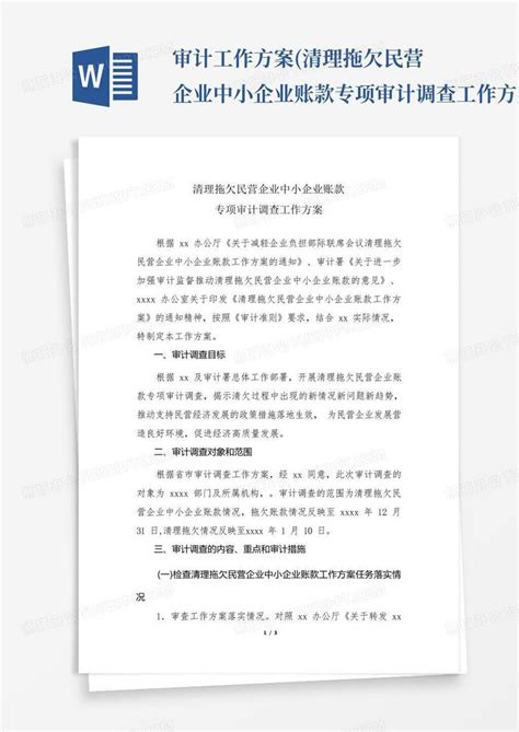 xxx央企清理拖欠民营企业账款专项审计实施方案Word模板下载_编号lzgvbznv_熊猫办公