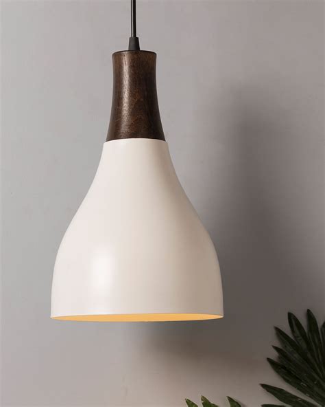 Croft Metal Wood Pendant Light, White Metal Antique Black Hanging Ceil ...