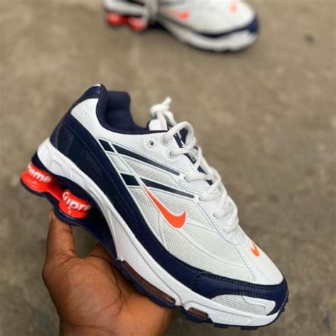 Supreme x Nike R4 Shox Navy Red First Copy Shoes
