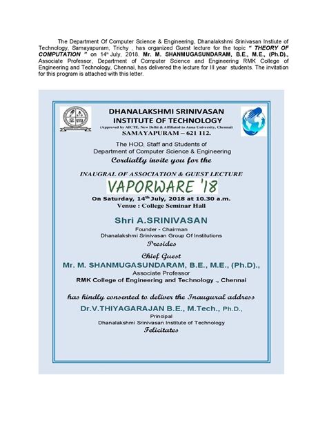 DHANALAKSHMI SRINIVASAN INSTITUTE OF TECHNOLOGY