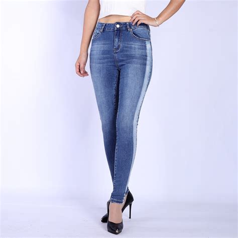 Custom Skinny Fit Double Side Bleach Washed High Waisted Women Jeans ...