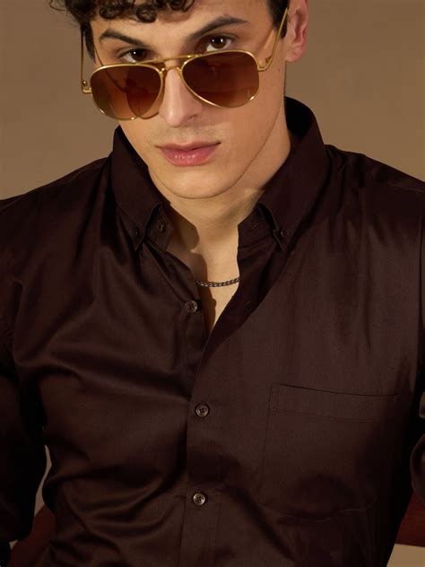 Coffee Brown: Comfort Regular Fit Solid Formal Shirt – Dennison Fashion ...