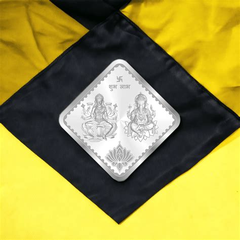 Taraash Diamond Shape 999 Purity 20 grams Laxmi Ganesh Silver Coin By