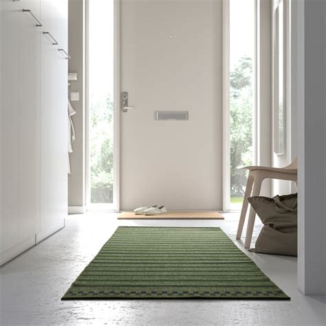 KORSNING rug flatwoven, in/outdoor, green purple/striped, 80x250 cm (2 ...