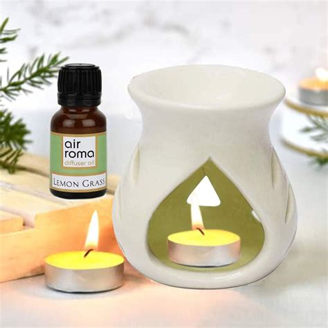 Pure Source India Ceramic Aroma Gift Set with 10 Ml Relaxing Aroma Oil ...