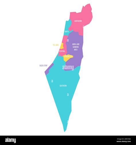 Israel political map of administrative divisions - districts, Gaza ...