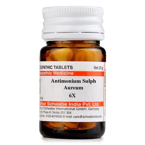 Buy Dr.Willmar Schwabe Antimonium Sulph Aureum 6X Tablets, 20 gm | 19 ...