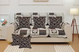 Dazzling DECOR 5 Seater Velvet Sofa Covers Set for Living Room - 3 and ...