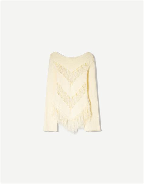 Openwork sweater with fringing - Women | Bershka