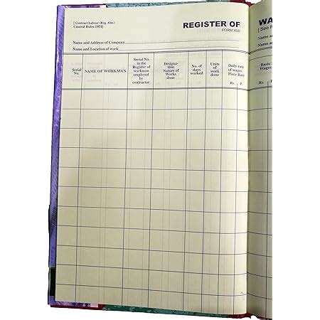 LRS Register of Wages Central Form XVII Rule 78 (1) (a) Under Contract ...