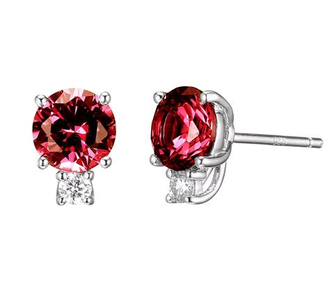 LuxLab Created Ruby & Lab Grown Diamond Earrings, Sterling - QVC.com