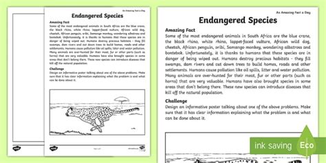 Endangered Animals in South Africa - Teacher-Made Worksheet