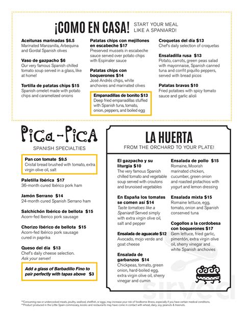 Spanish Diner menu in New York, New York, USA