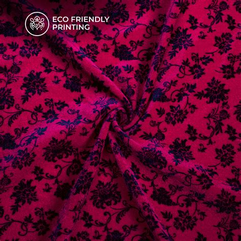 Pink Leaf Pattern Digital Print Premium Velvet Fabric – Fabcurate