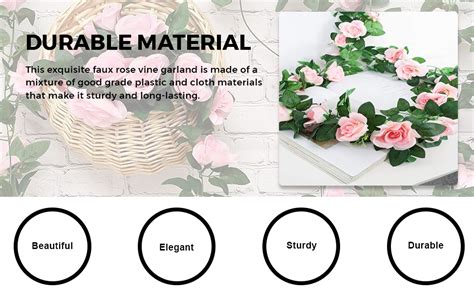 Buy HASTHIP® Artificial Rose Flowers Vine Garland, 1.8m Fake Artificial ...