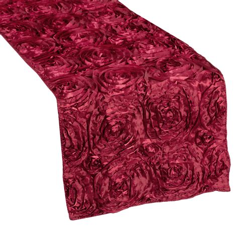 Wedding Rosette SATIN Table Runner Burgundy at CV Linens