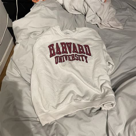 White Harvard university sweater - Depop
