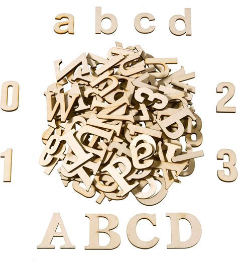 Haoser 124 Pieces Totally Wooden Capital & Lower Case Letters & Numbers ...