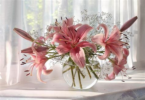 Elegant Pink Lily Bouquet - HD Wallpaper