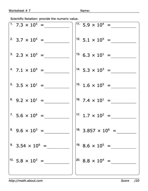 Mastering Adding and Subtracting Scientific Notation: Free Worksheet with Answer Key PDF