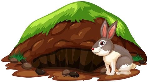 A cute rabbit getting out of hole | Premium Vector