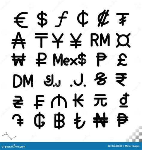 Gloabl Country Currencies Symbol Icons Set Stock Vector - Illustration of economy, financial ...