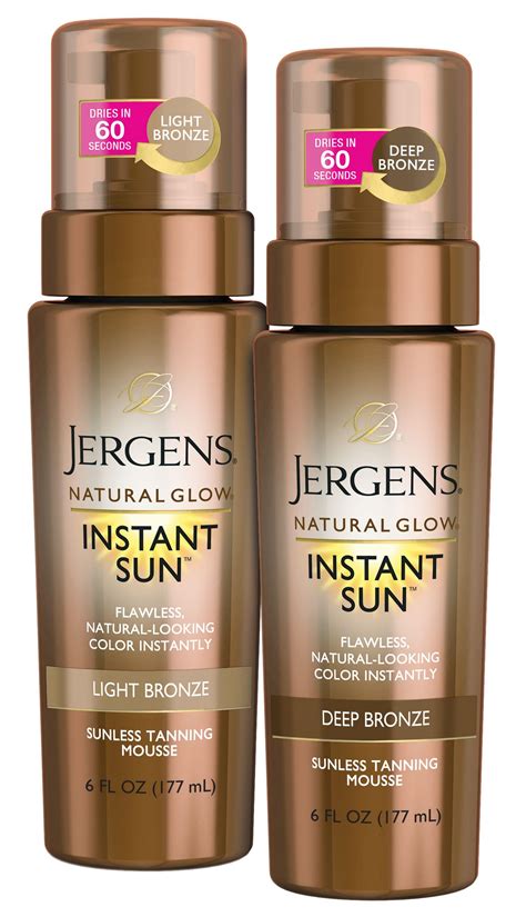 Jergens Natural Glow Instant Sun Sunless Tanning Mousse, Light, 6 Fluid ...