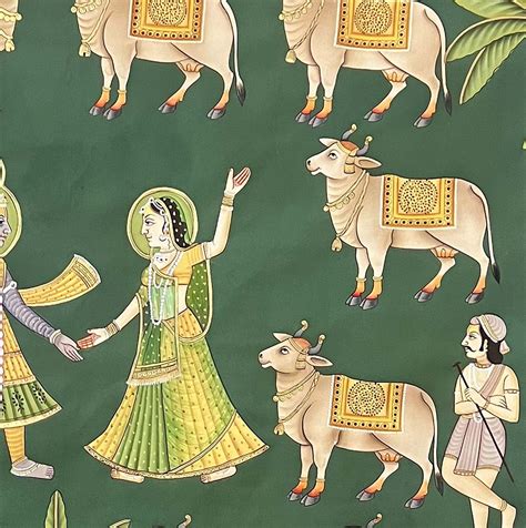 Radha Krishna & Cows - Handmade Pichwai Painting – Truly Earthy