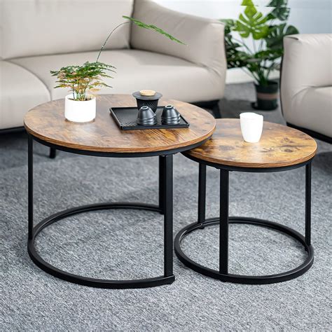 Buy Miereirl Round Nesting Coffee Table Circle Accent Coffee Tables for ...