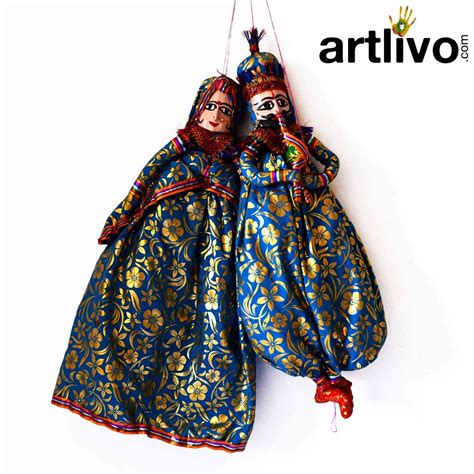 Artlivo Popart Light Blue Brocade Kathputli Puppet 20"/ Wall Decor/Wall ...
