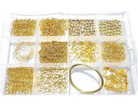 Goelx DIY Findings Gold Jewellery Making Accessories Kit- All Basic ...