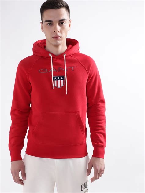 Shop Gant Men Red Solid Hooded Sweatshirt - GANT India