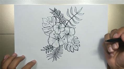 How to draw HAWAIIAN FLOWER step by step in 5 minutes - YouTube