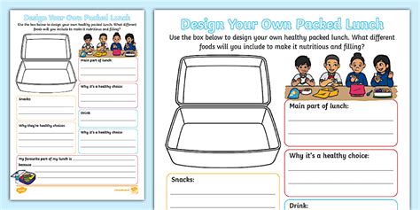 * NEW * Design Your Own Packed Lunch Worksheet - Twinkl