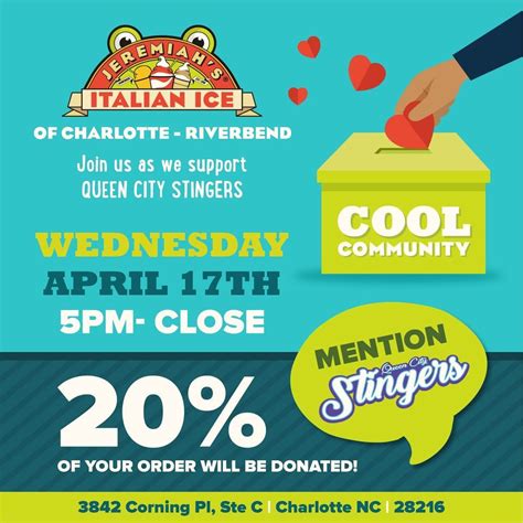 QC Stingers Night at Jeremiah’s Italian Ice, Jeremiah’s Italian Ice ...