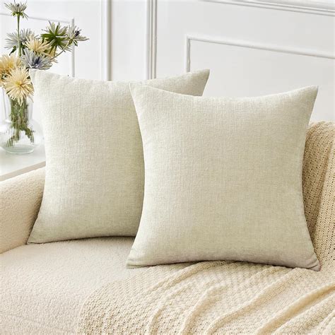 Amazon.com: MIULEE Pack of 2 Cream Throw Pillow Covers 18x18 Inch ...