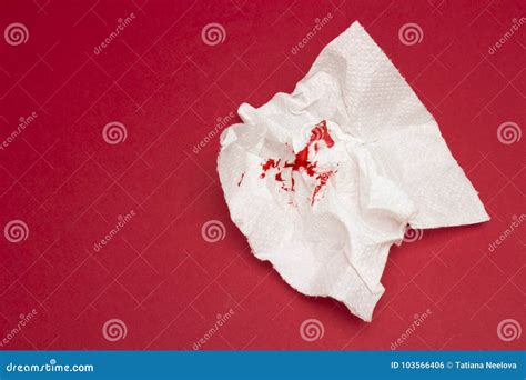 A Photo of Used Bloody Toilet Paper. Blood Drops and Traces. Hemorrhoids, Treatment Health ...