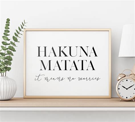 Hakuna Matata Printable Art Poster, Hakuna Matata It Means No Worries ...