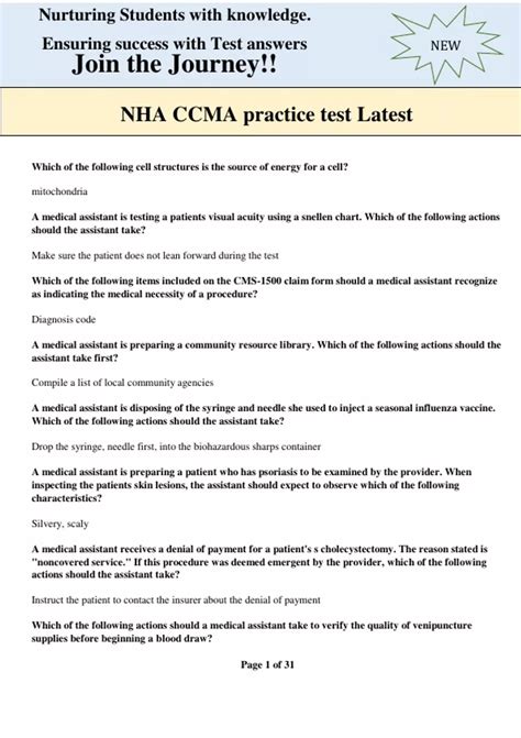 NHA CCMA practice test Latest frequently tested questions and answers ...