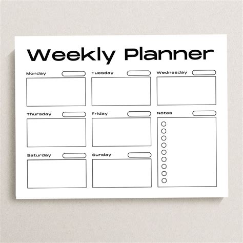 Weekly planner printable landscape minimalist weekly schedule week at a ...