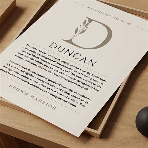 Duncan Name Meaning Wall Art, Duncan Name Origin Print Nursery Decor ...