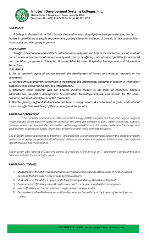System Integration and Architecture - Infotech Development Systems ...