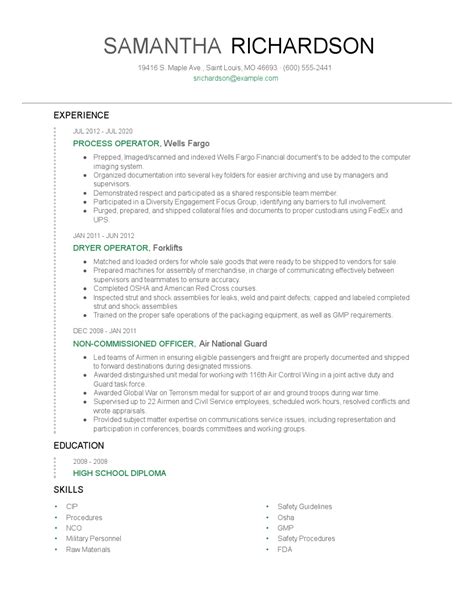 Image result for Process Operator Resume Examples