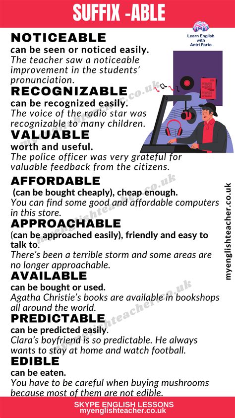 Adjectives with the Suffix -ABLE - My Lingua Academy