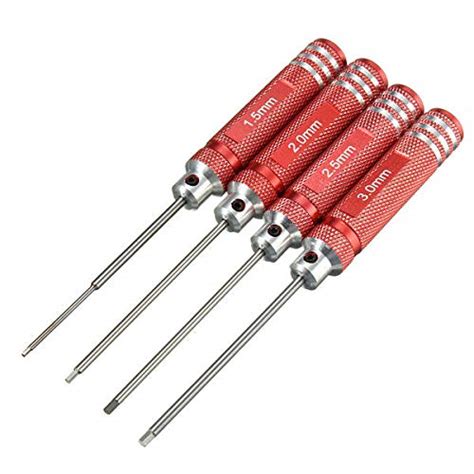 VISHWASAI 4PCS Stainless Steel 174mm Red Hex Screwdriver Repairing Hand ...