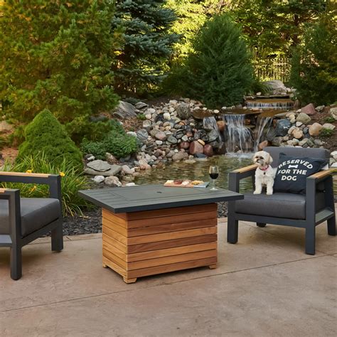 Outdoor GreatRoom Darien Rectangular Gas Fire Pit Table with Aluminum ...