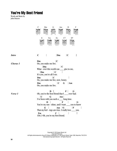 You're My Best Friend (Guitar Chords/Lyrics) - Print Sheet Music Now