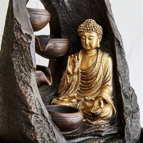 Buy Alpine Modern Polyresin Buddha Water Fountain - 26.5x40cm from Home ...