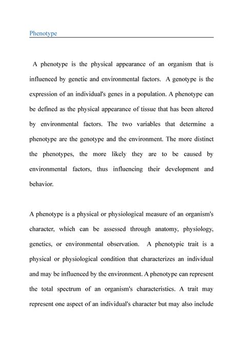 Phenotype - class fun - Phenotype A phenotype is the physical ...