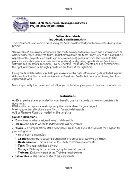 Image result for Deliverable Matrix